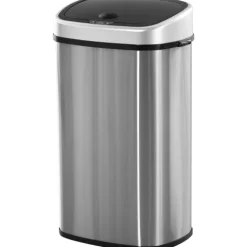 HOMCOM, Automatik Mülleimer, Abfalleimer, L40,9 x B28,9 x H68 cm, Edelstahl, ABS, Silber
