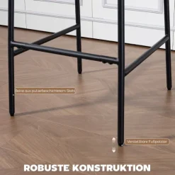 HOMCOM Barhocker 2er Set Barstuhl, Tresenhocker mit Fußstütze, Rückenlehne Gepolstert Bistrohocker mit Stahlgestell, Chenille-Optik 72,5 cm Sitzhöhe für Küche, Hausbar Grau