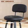HOMCOM Barhocker 2er Set, Drehbar Barstühle mit Fußstütze, Rückenlehne, Gepolstert Bistrohocker mit Metallgestell, Tresenhocker aus Kunstleder, 76,5 cm Sitzhöhe, Schwarz