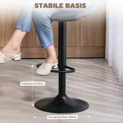 HOMCOM Barhocker 2er Set, 360° Drehbar Gepolstert Barstuhl mit Fußstütze, Lehne, Höhenverstellbar Kunstleder Tresenhocker für Küche, Wohnzimmer, Esszimmer Dunkelgrau