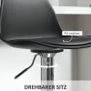 HOMCOM Barhocker 2er Set, Gepolstert Barstuhl mit Stahlgestell, Lehne, Höhenverstellbar Küchenstühle mit Fußstütze 360° Drehbar Tresenhocker für Küche, Wohnzimmer, Esszimmer, Kunstleder Schwarz