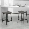 HOMCOM Barhocker 2er Set, Gepolstert Barstuhl mit Fußstütze, Küchenstühle mit Stahlgestell Tresenhocker mit Kunstleder-Optik für Küche, Wohnzimmer, Esszimmer Grau