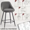HOMCOM Barhocker 2er Set Tresenhocker Barstuhl mit Fußstütze, Rückenlehne, Kord-Optik, Sitzhöhe 65 cm Küchenstühle mit Stahlgestell Sessel für Küche, Esszimmer Grau