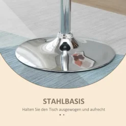 HOMCOM Bartisch Drehtisch rund Esstisch 360° höhenverstellbarer Küchentisch modern Stehtisch Bistrotisch Stahl Schwarz Ø61 x 70-90 cm