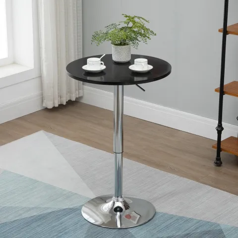 HOMCOM Bartisch Drehtisch rund Esstisch 360° höhenverstellbarer Küchentisch modern Stehtisch Bistrotisch Stahl Schwarz Ø61 x 70-90 cm