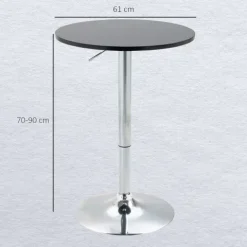 HOMCOM Bartisch Drehtisch rund Esstisch 360° höhenverstellbarer Küchentisch modern Stehtisch Bistrotisch Stahl Schwarz Ø61 x 70-90 cm