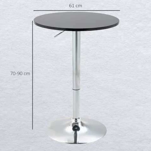 HOMCOM Bartisch Drehtisch rund Esstisch 360° höhenverstellbarer Küchentisch modern Stehtisch Bistrotisch Stahl Schwarz Ø61 x 70-90 cm