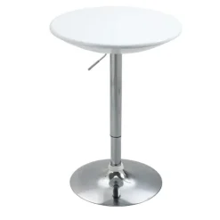 HOMCOM Bartisch moderner Esstisch höhenverstellbarer Bistrotisch Stehtisch Tresentisch Schreibtisch rund Metall ABS-Lackierung Weiß Ø61 x 76-97 cm