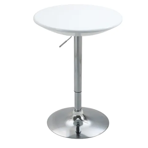 HOMCOM Bartisch moderner Esstisch höhenverstellbarer Bistrotisch Stehtisch Tresentisch Schreibtisch rund Metall ABS-Lackierung Weiß Ø61 x 76-97 cm