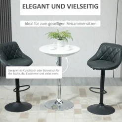 HOMCOM Bartisch moderner Esstisch höhenverstellbarer Bistrotisch Stehtisch Tresentisch Schreibtisch rund Metall ABS-Lackierung Weiß Ø61 x 76-97 cm