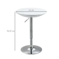 HOMCOM Bartisch moderner Esstisch höhenverstellbarer Bistrotisch Stehtisch Tresentisch Schreibtisch rund Metall ABS-Lackierung Weiß Ø61 x 76-97 cm