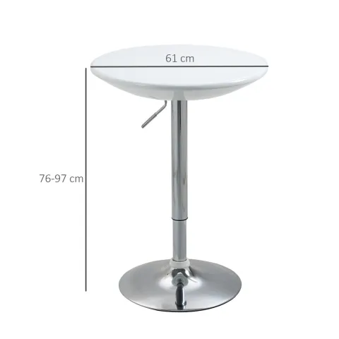 HOMCOM Bartisch moderner Esstisch höhenverstellbarer Bistrotisch Stehtisch Tresentisch Schreibtisch rund Metall ABS-Lackierung Weiß Ø61 x 76-97 cm