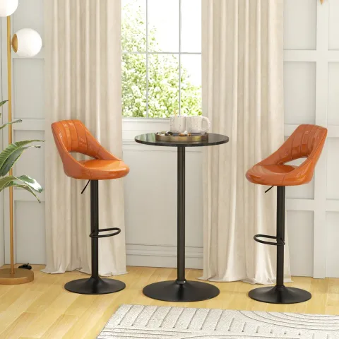 HOMCOM Bartisch Stehtisch Esstisch Runder Tresentisch, Küchentisch für Wohnzimmer, Esszimmer, Stahl, Schwarz, Ø60 x 102 cm
