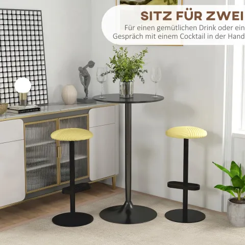 HOMCOM Bartisch Stehtisch Esstisch Runder Tresentisch, Küchentisch für Wohnzimmer, Esszimmer, Stahl, Schwarz, Ø60 x 102 cm
