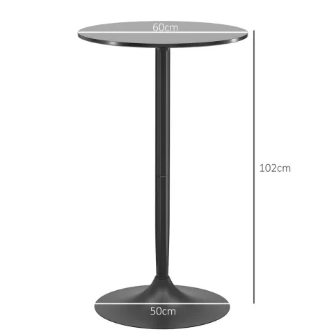 HOMCOM Bartisch Stehtisch Esstisch Runder Tresentisch, Küchentisch für Wohnzimmer, Esszimmer, Stahl, Schwarz, Ø60 x 102 cm