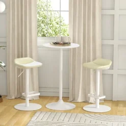 HOMCOM Bartisch Stehtisch Esstisch Runder Tresentisch, Küchentisch für Wohnzimmer, Esszimmer, Stahl, Weiß, Ø60 x 102 cm