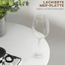 HOMCOM Bartisch Stehtisch Esstisch Runder Tresentisch, Küchentisch für Wohnzimmer, Esszimmer, Stahl, Weiß, Ø60 x 102 cm