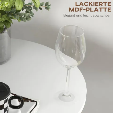 HOMCOM Bartisch Stehtisch Esstisch Runder Tresentisch, Küchentisch für Wohnzimmer, Esszimmer, Stahl, Weiß, Ø60 x 102 cm