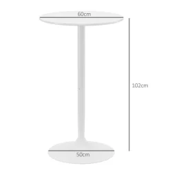 HOMCOM Bartisch Stehtisch Esstisch Runder Tresentisch, Küchentisch für Wohnzimmer, Esszimmer, Stahl, Weiß, Ø60 x 102 cm