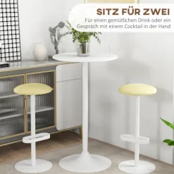 HOMCOM Bartisch Stehtisch Esstisch Runder Tresentisch, Küchentisch für Wohnzimmer, Esszimmer, Stahl, Weiß, Ø60 x 102 cm
