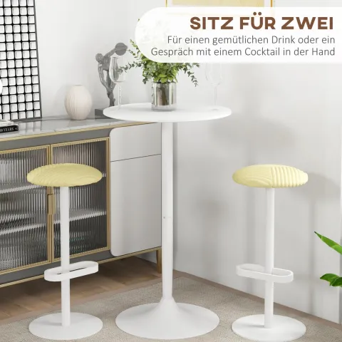 HOMCOM Bartisch Stehtisch Esstisch Runder Tresentisch, Küchentisch für Wohnzimmer, Esszimmer, Stahl, Weiß, Ø60 x 102 cm