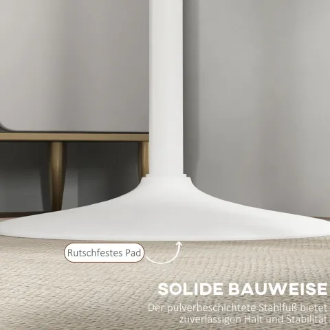 HOMCOM Bartisch Stehtisch Esstisch Runder Tresentisch, Küchentisch für Wohnzimmer, Esszimmer, Stahl, Weiß, Ø60 x 102 cm