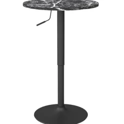 HOMCOM Bartisch Stehtisch Runder Esstisch für 2 Personen, Küchentisch mit Marmoroptik für Wohnzimmer, Esszimmer, kleine Räume, Schwarz, Ø60 x 68-93,5cm