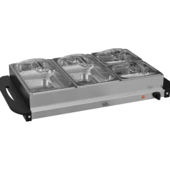 HOMCOM Buffetwärmer 6,8L Warmhalteplatte 300 Watt Edelstahl Speisewärmer mit Einstellbarer Thermostat Chafing Dish für Partys Buffets Familienessen