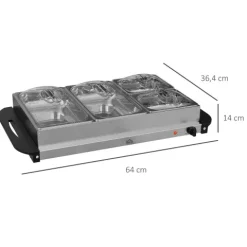 HOMCOM Buffetwärmer 6,8L Warmhalteplatte 300 Watt Edelstahl Speisewärmer mit Einstellbarer Thermostat Chafing Dish für Partys Buffets Familienessen