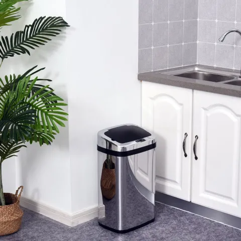 HOMCOM Edelstahl Automatik Sensor Mülleimer Abfalleimer IR Sensor mit/ohne Inneneimer rund viereckig (30L/viereckig)