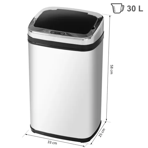 HOMCOM Edelstahl Automatik Sensor Mülleimer Abfalleimer IR Sensor mit/ohne Inneneimer rund viereckig (30L/viereckig)