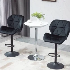 HOMCOM 2er-Set Barhocker drehbare Barstühle mit Lehne höhenverstellbarer Bistrohocker Tresenhocker Samt Touch armloser Schaumstoff Schwarz 51,5x 57,5 x 93-114,5 cm