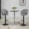 HOMCOM 2er-Set Barhocker drehbare Barstühle mit Lehne Samt Touch Bistrohocker höhenverstellbarer Tresenhocker armloser Schaumstoff Grau 54 x 56 x 91-111 cm