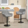 HOMCOM 2er-Set Barhocker Höhenverstellbar mit 360° Drehfunktion Barstuhl Küchenstühle Bistrohocker mit Fleece-Optik, Lehne und Fußstütze für Küche, Bartheke, Esszimmer 57,5 x 52,5 x 93-114 cm Grau