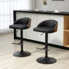 HOMCOM 2er-Set Barhocker mit Fußstütze drehbare Barstühle Barstuhl höhenverstellbar Drehstühle Küchenstühle Kunstleder Holz Schwarz+Kaffee 48 x 49,5 x 76-96 cm