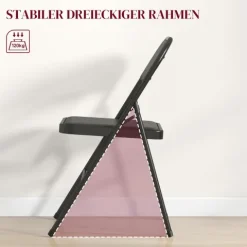HOMCOM 4er-Set Klappstühle, Tragbare Bürostuhl mit Kissen, Stahlbeine, Faltstuhl für Büro Empfang Wartezimmer, Kunstleder, Schwarz