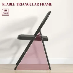 HOMCOM 2er-Set Klappstühle, Tragbare Bürostuhl mit Kissen, Stahlbeine, Faltstuhl für Büro Empfang Wartezimmer, Kunstleder, Schwarz
