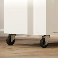 HOMCOM Kücheninsel Küchenwagen auf Rollen mit abklappbarer Arbeitsplatte, Küchenschrank mit Schublade Gewürzregal Ablage Handtuchhalter, Servierwagen Rollwagen für Küche und Esszimmer 120x68x85cm Weiß