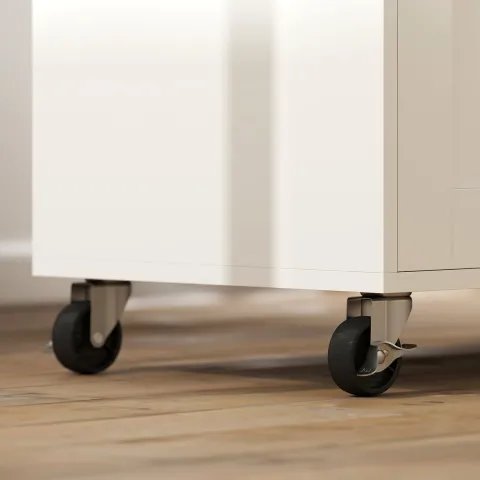 HOMCOM Kücheninsel Küchenwagen auf Rollen mit abklappbarer Arbeitsplatte, Küchenschrank mit Schublade Gewürzregal Ablage Handtuchhalter, Servierwagen Rollwagen für Küche und Esszimmer 120x68x85cm Weiß