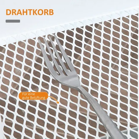 HOMCOM Küchenwagen Metallrollwagen 3-Etagen Metall mit großem Stauraum und Deckel für Küchen und Büro Aufbewahrungswagen Servierwagen Küchenregal mit Rollen Stahl Weiß 45 x 31 x 79,4 cm