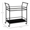 HOMCOM Küchenwagen, Rollwagen, Servierwagen mit 2 Ablagen, Trolley, Beistellwagen auf Rollen, Aufbewahrungswagen für Küche, Metall, Schwarz, 75 x 40 x 80 cm
