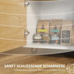 HOMCOM Küchenwagen Servierwagen mit Arbeitsplatte, Schubladen, Rollwagen mit Küchenschrank mit Soft-Close-Tür, Griff, Kücheninsel mit offenem Fach für Büro, 107x50x85cm, Eiche
