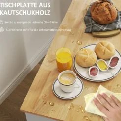 HOMCOM Küchenwagen Servierwagen mit Arbeitsplatte, Schubladen, Rollwagen mit Küchenschrank mit Soft-Close-Tür, Griff, Kücheninsel mit offenem Fach für Büro, 107x50x85cm, Eiche