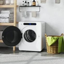 HOMCOM Mini Ablufttrockner 3 kg Wäschetrockner mit Desinfektion, 6 Programmen, 1000W Trockner mit Touch-Screen, 3 Temperaturen und Timer, für Wohnmobile, Haus, Weiß