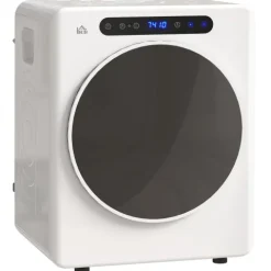 HOMCOM Mini Ablufttrockner 3 kg Wäschetrockner mit Desinfektion, 6 Programmen, 1000W Trockner mit Touch-Screen, 3 Temperaturen und Timer, für Wohnmobile, Haus, Weiß