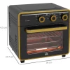 HOMCOM Minibackofen 20L, 5 in 1 Pizza-Ofen inkl. Backblech Set, 1 Std. Timer, 90-230℃, 1400 W, 36L x 37,7B x 34,5H cm, Stahl, Hartglas, Edelstahl, Metall, Schwarz