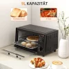 HOMCOM Mini Backofen 9 L 750W 100-230℃ 60 Min. Timer inkl. Backblech, Grillrost, Glas Fenster, Platzsparend Minibackofen Pizza-Ofen, Schwarz