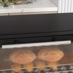 HOMCOM Mini Backofen 9 L 750W 100-230℃ 60 Min. Timer inkl. Backblech, Grillrost, Glas Fenster, Platzsparend Minibackofen Pizza-Ofen, Schwarz