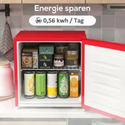 HOMCOM Mini-Gefrierschrank 35 L Gefrierbox elektrisch freistehend 45 W Mini Gefriertruhe Minikühlschrank 41dB -14 bis -24℃ 5-stufige Temperaturregelung 47 x 44,2 x 48,8 cm Rot