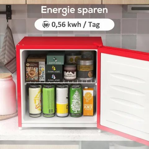 HOMCOM Mini-Gefrierschrank 35 L Gefrierbox elektrisch freistehend 45 W Mini Gefriertruhe Minikühlschrank 41dB -14 bis -24℃ 5-stufige Temperaturregelung 47 x 44,2 x 48,8 cm Rot